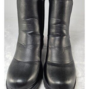 Wild Diva Faux Leather Chunky Lug Sole Block Heel Combat Booties-Black-SZ 7.5